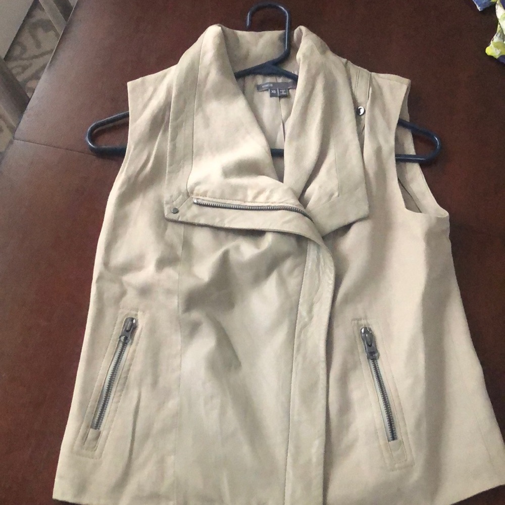 Linen and leather moto vest